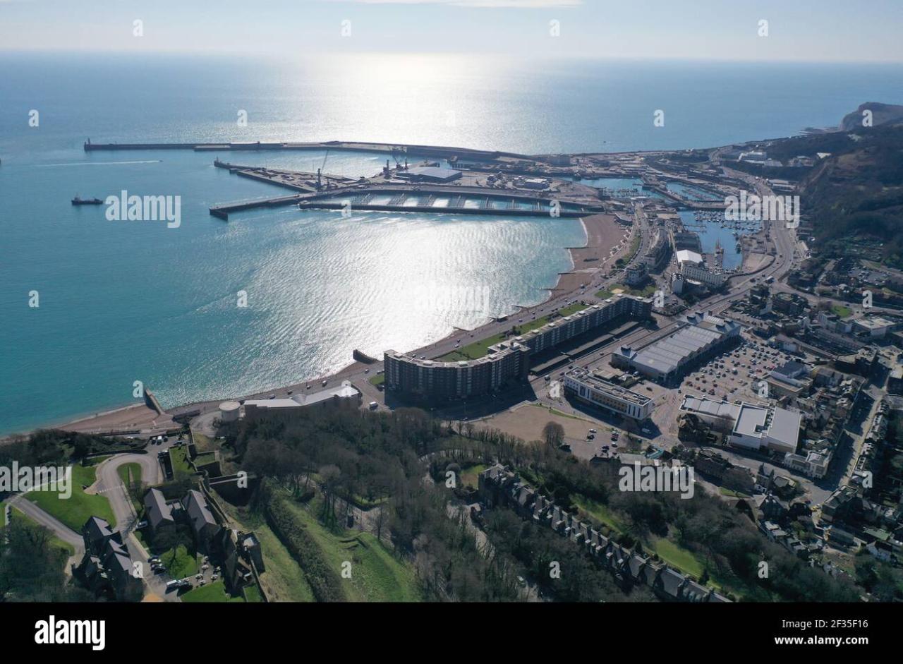 Dover port alamy stock harbour panoramic heights western seen